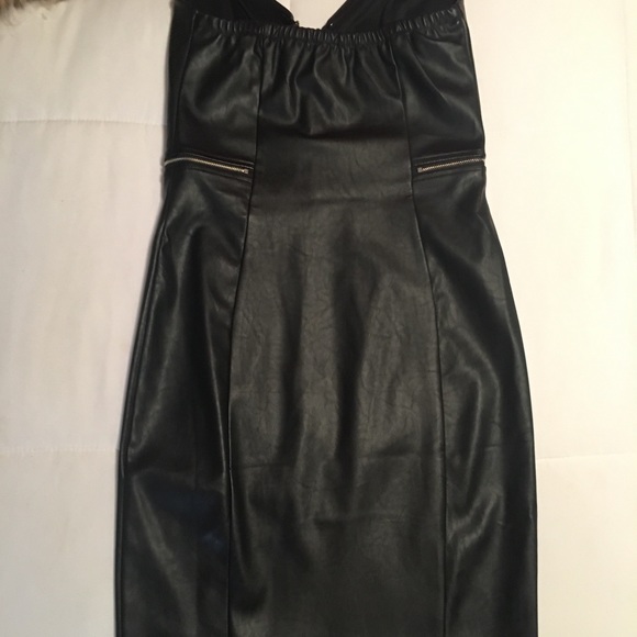 Black strapless leather dress - Picture 6 of 7